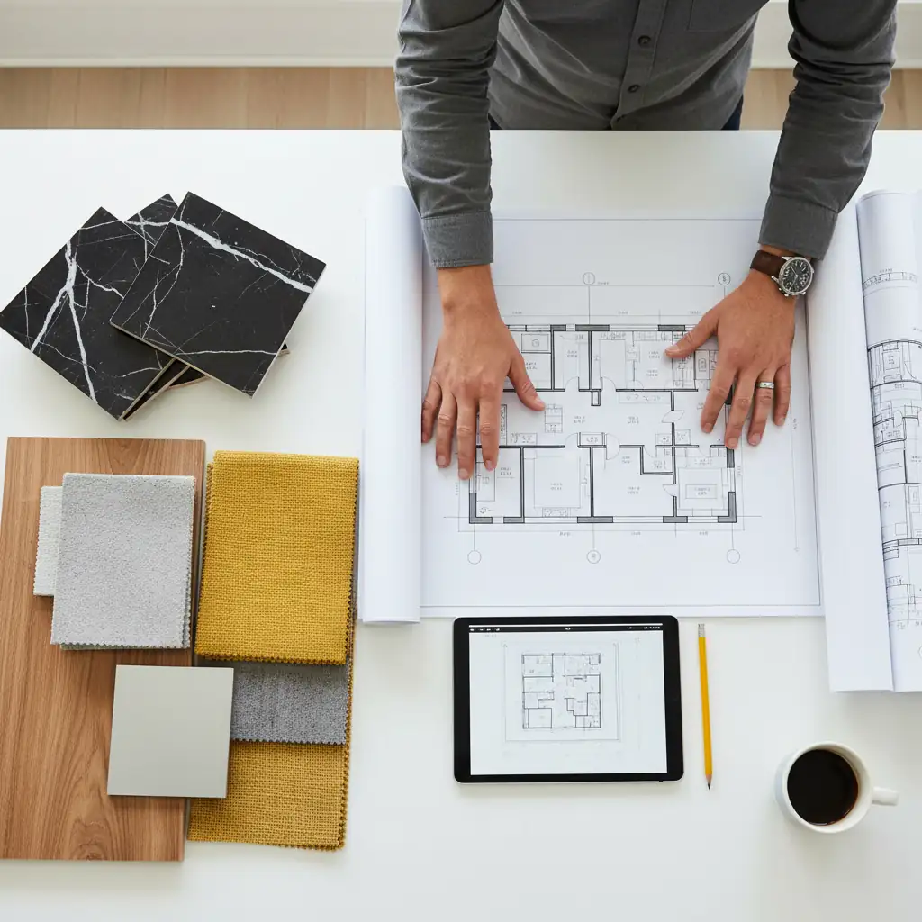 Interior designer reviewing materials